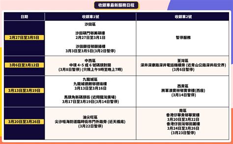 收銀處|收銀車日程表（自 2024 年起）